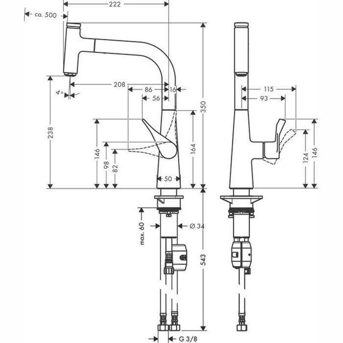 Hansgrohe Metris Select M71 - Single Lever Kitchen Mixer 240 with Pull-Out Spout, Single Spray Mode - Unbeatable Bathrooms