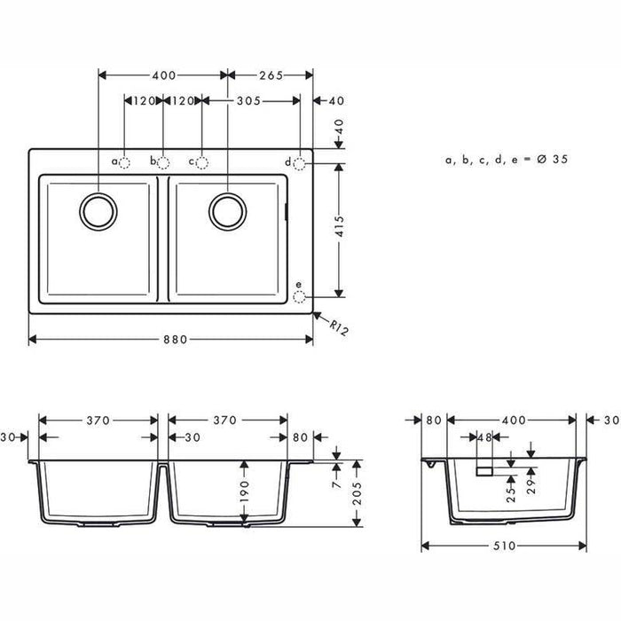 Hansgrohe S51 - S510-F770 Built-In Sink 370/370 - Unbeatable Bathrooms