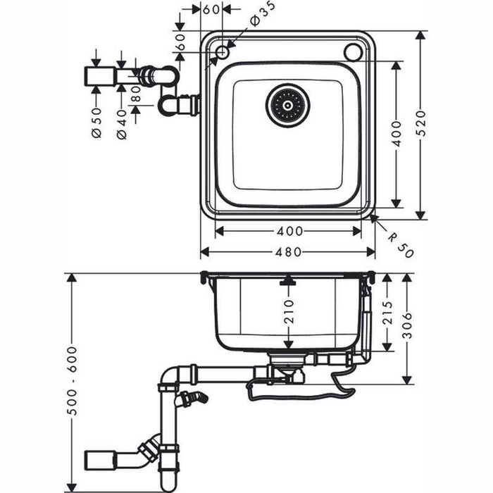 Hansgrohe S41 - S412-F340 Built-In Sink - Unbeatable Bathrooms