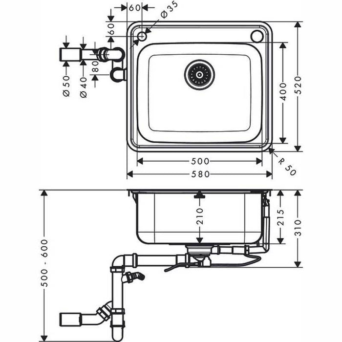 Hansgrohe S41 - S412-F340 Built-In Sink - Unbeatable Bathrooms