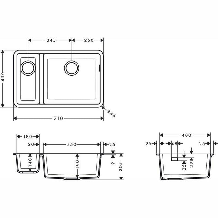 Hansgrohe S51 - S510-U635 Undermount Sink 180/450 - Unbeatable Bathrooms