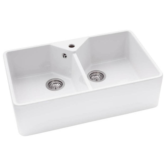 Abode Provincial Large 2.0 Bowl White Ceramic Undermount Kitchen Sink Additional Image - 1