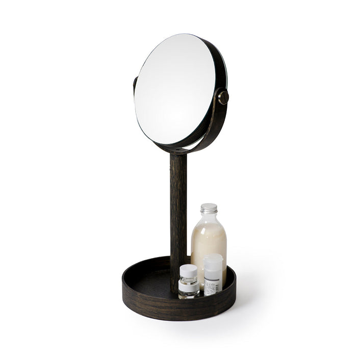 Wooden Close-up Magnifying Mirror - Dark Oak - Unbeatable Bathrooms