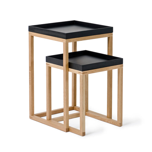 Nest Pair Of Side Tables - Black & Oak - Unbeatable Bathrooms