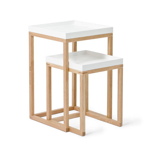 Nest Pair Of Side Tables - White & Oak - Unbeatable Bathrooms