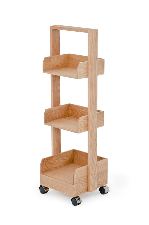 Mini Bookie Roller Storage Shelf Unit - Oak - Unbeatable Bathrooms