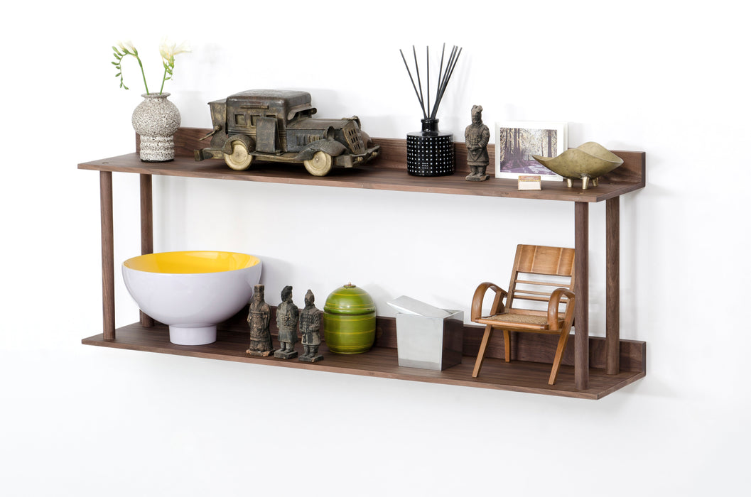 Platform Wall-Hung 2 Shelf Unit - Walnut - Unbeatable Bathrooms